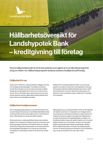 Hållbarhetsöversikt för Landshypotek Bank – kreditgivning till företag
