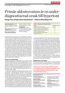 Primär aldosteronism är en under diagnostiserad orsak till hypertoni