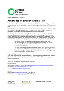 Pressmeddelande Aktionsdag 11 oktober – Avslöja TTIP
