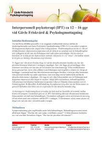 Interpersonell psykoterapi (IPT) ca 12 – 16 ggr vid Gävle Friskvård