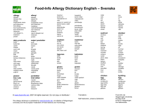 Food-Info Allergy Dictionary English – Svenska - Food