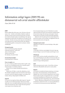 Information enligt lagen (2005:59) om distansavtal och avtal utanför