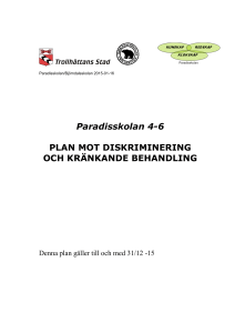 Paradisskolan 4-6 PLAN MOT DISKRIMINERING OCH