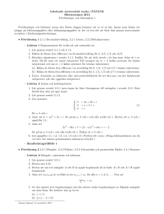 Inledande matematisk analys (TATA79) Höstterminen