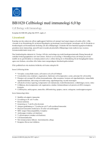 KTH | BB1020 Cellbiologi med immunologi 6,0 hp