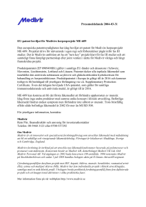 Pressmeddelande 2004-03-31 EU-patent beviljat för Medivirs
