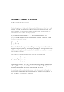 Ekvationer och system av ekvationer