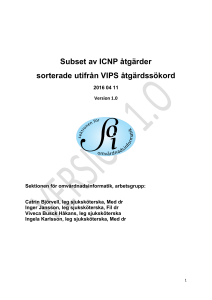 Subset av ICNP åtgärder sorterade utifrån VIPS åtgärdssökord