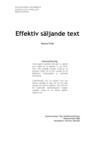 Effektiv säljande text - Stockholms universitet