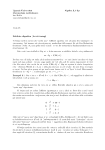 Euklides algoritm (fortsättning) - UU Studentportalen