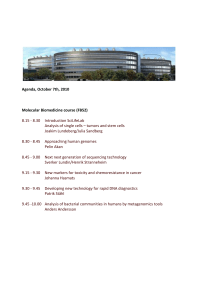 Agenda, October 7th, 2010 Molecular Biomedicine course (FB52