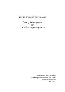 FROM SOUNDS TO THINGS Georg Adlersparre