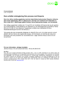 Doro erhåller slutreglering från process mot Emporia