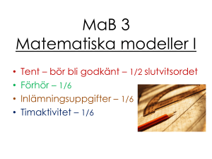 MaB 3 Matematiska modeller I