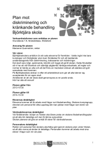 Plan mot diskriminering och kränkande behandling Björktjära skola