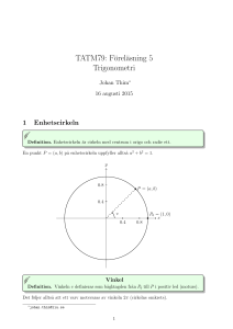 TATM79: Föreläsning 5 Trigonometri