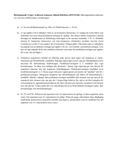 Rättningsmall, Fråga 1 ordinarie tentamen Allmän Rättslära (2015