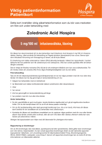 Viktig patientinformation Patientkort Zoledronic Acid Hospira