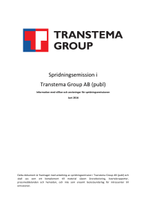 Spridningsemission i Transtema Group AB (publ)