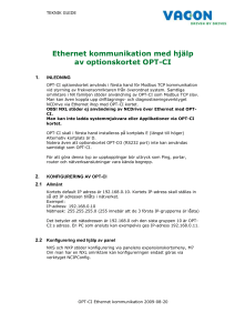 Ethernet kommunikation med hjälp av optionskortet OPT-CI