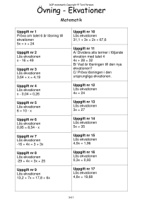Övning - Ekvationer