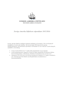 Sverige-Amerika Stiftelsens stipendiater 2015/2016