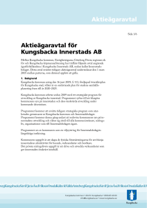 Aktieägaravtal Aktieägaravtal för Kungsbacka Innerstads AB