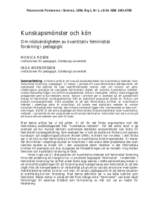 Kunskapsmönster och kön - Pedagogisk forskning i Sverige