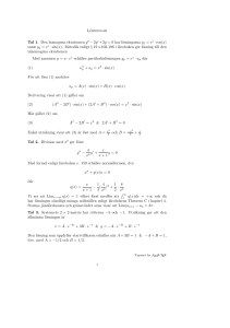 Lösningar Tal 1. Den homogena ekvationen y ′′ −2y′ +2y = 0