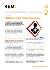 Faktablad om klassificering och märkning enligt CLP