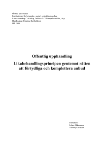 Offentlig upphandling Likabehandlingsprincipen