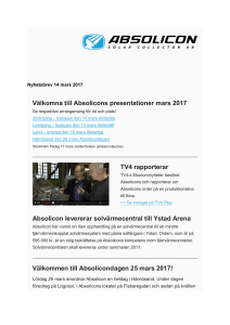 Välkomna till Absolicons presentationer mars 2017 TV4 rapporterar