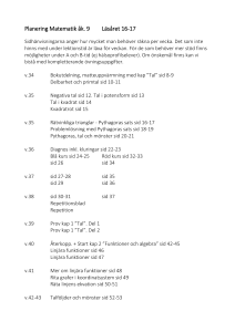 Matematikplanering 9ab ht-12