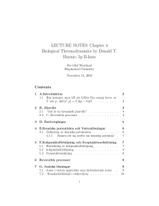 LECTURE NOTES: Chapter 4 Biological Thermodynamics by
