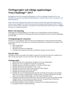 Tävlingsregler och viktiga upplysningar True/Challenge™ 2017