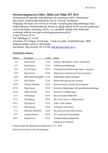 Seminarielista för Genetisk och Cellulär Toxikologi, VT 2002