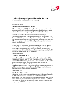Valberedningens förslag till styrelse för RFSU Stockholm