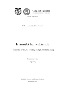 Islamiskt bankväsende - en studie av Sharia