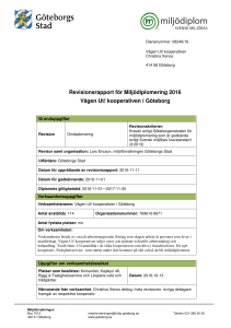 Revisionsrapport för Miljödiplomering 2016 Vägen Ut! kooperativen