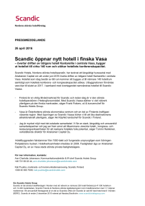 Pressmeddelande - Scandic öppnar nytt hotell i finska Vasa
