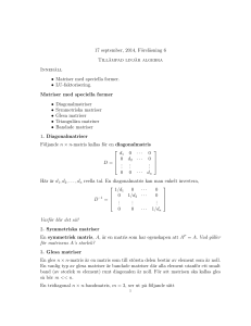 17 september, 2014, Föreläsning 6 Tillämpad linjär algebra