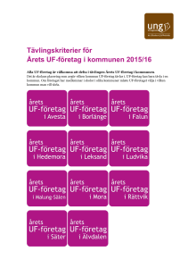Tävlingskriterier för Årets UF-företag i kommunen 2015/16