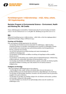 Kandidatprogram i miljövetenskap – miljö, hälsa, arbete, 180