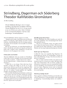 Strindberg, Dagerman och Söderberg Theodor Kallifatides