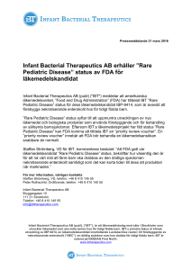 Rare Pediatric Disease” status av FDA för läkemedelskandidat