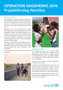 OPERATION DAGSVERKE 2016: Projektförslag Namibia