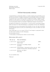 TATA40 Matematiska utblickar - MAI