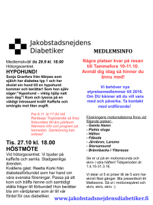 Tis. 27.10 kl. 18.00 HÖSTMÖTE - Jakobstadsnejdens Diabetiker