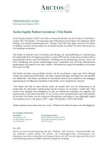 Arctos Equity Partner investerar i Tele Radio