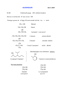 Metanol Etanol 2-propanol isopropanol CH3 CH CH3 OH CH3